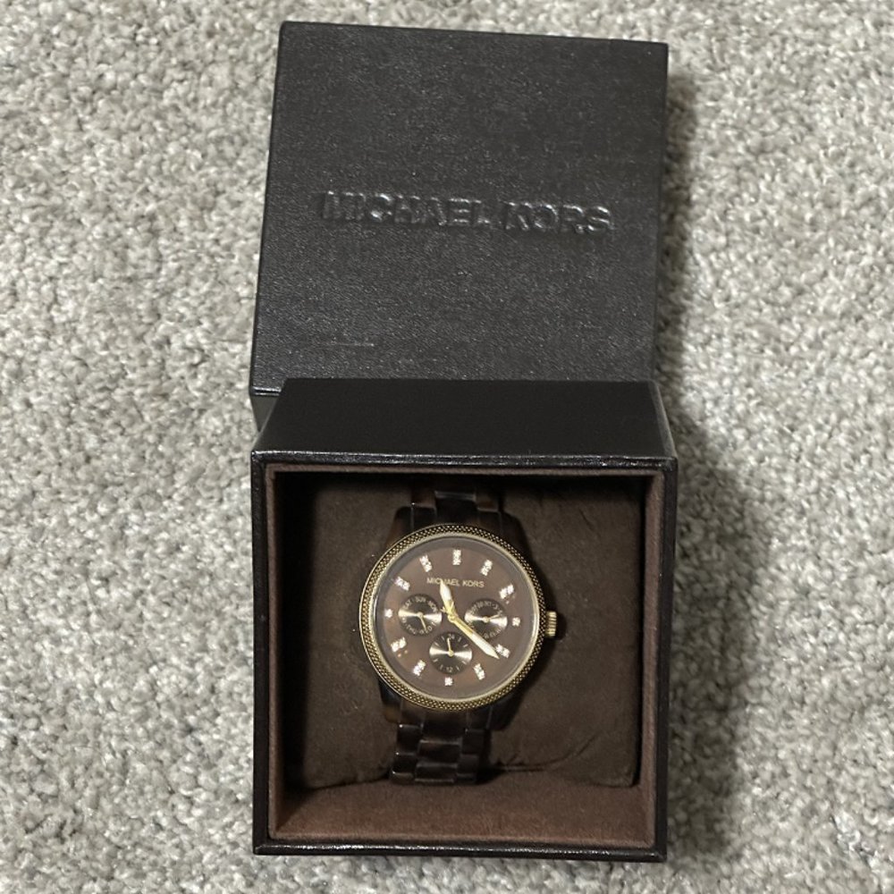 Michael Kors Gold and Tortoiseshell Watch